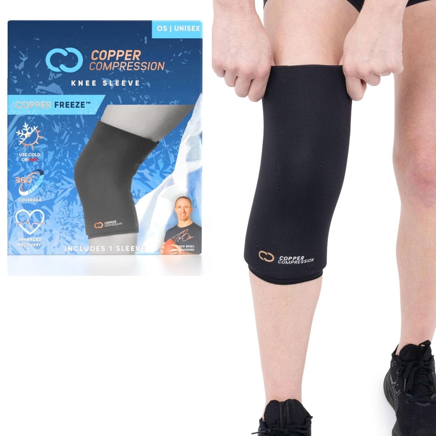 Copper Compression CopperFreeze Knee Sleeve Hot & Cold Therapy