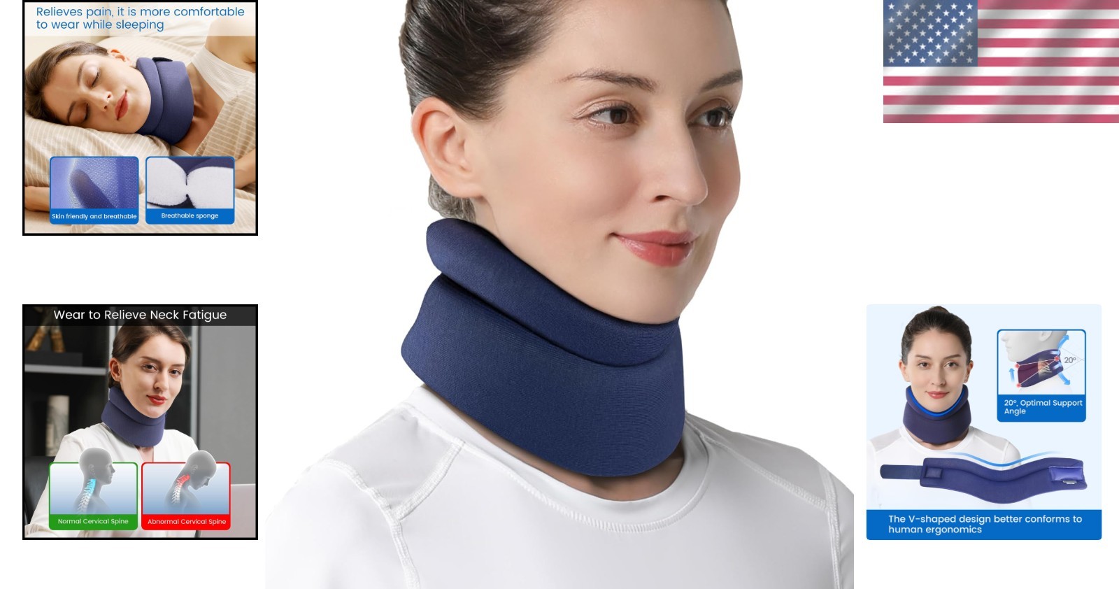 Adjustable Neck Brace in Comfort Blue – Lightweight Relief for Sleeping & Travel