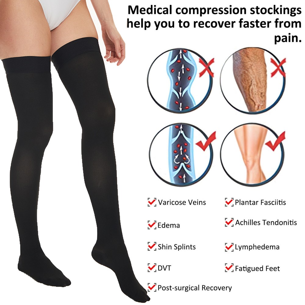 Compression Thigh Socks Leg Pain Relief Socks Knee Brace High Support Men Women