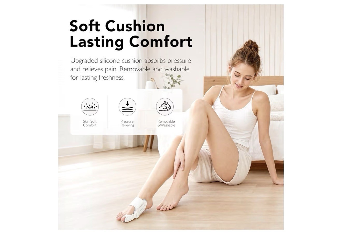 Silicone Hallux Valgus Bunion Corrector Adjustable Removable Brace White One