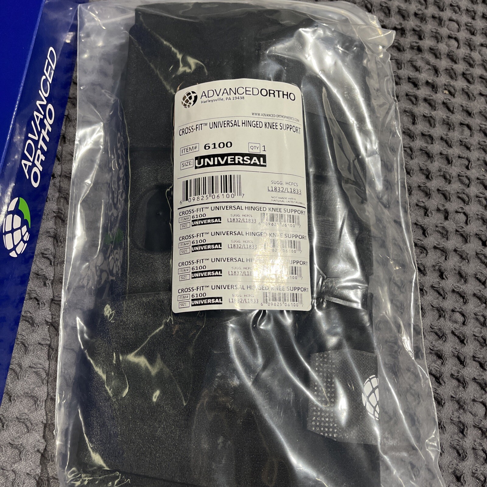 Cross Fit Hinged Knee Brace Support Model 6100 Universal Size Advanced Ortho NEW