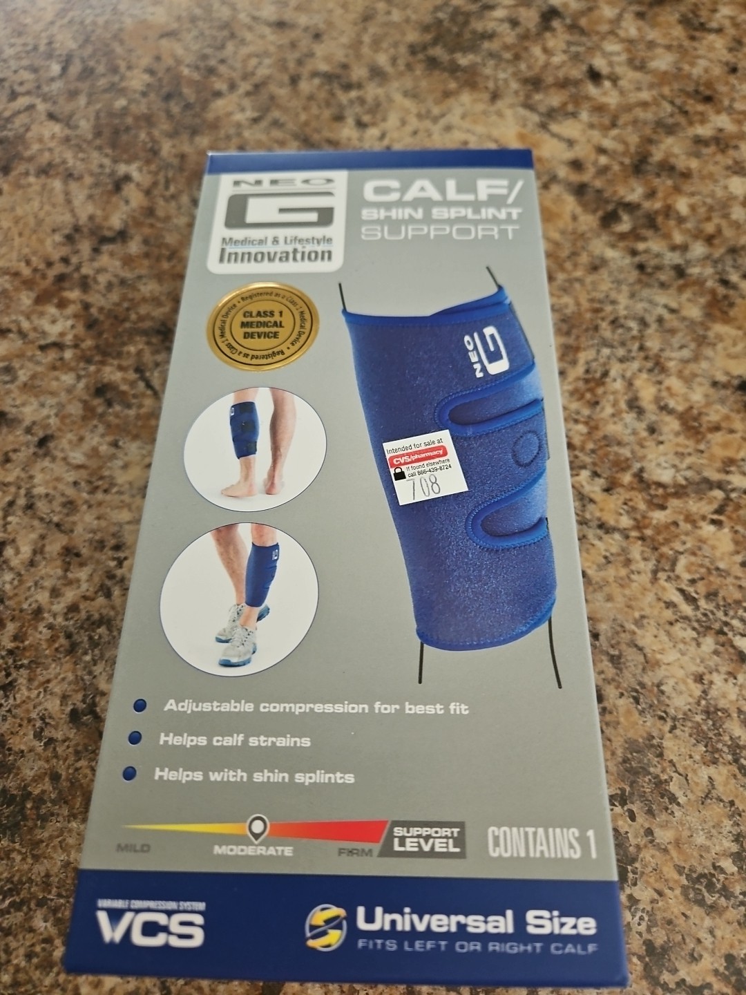 Calf Shin Splint Support Adjustable Compression One Size Fits Most Left Or Right
