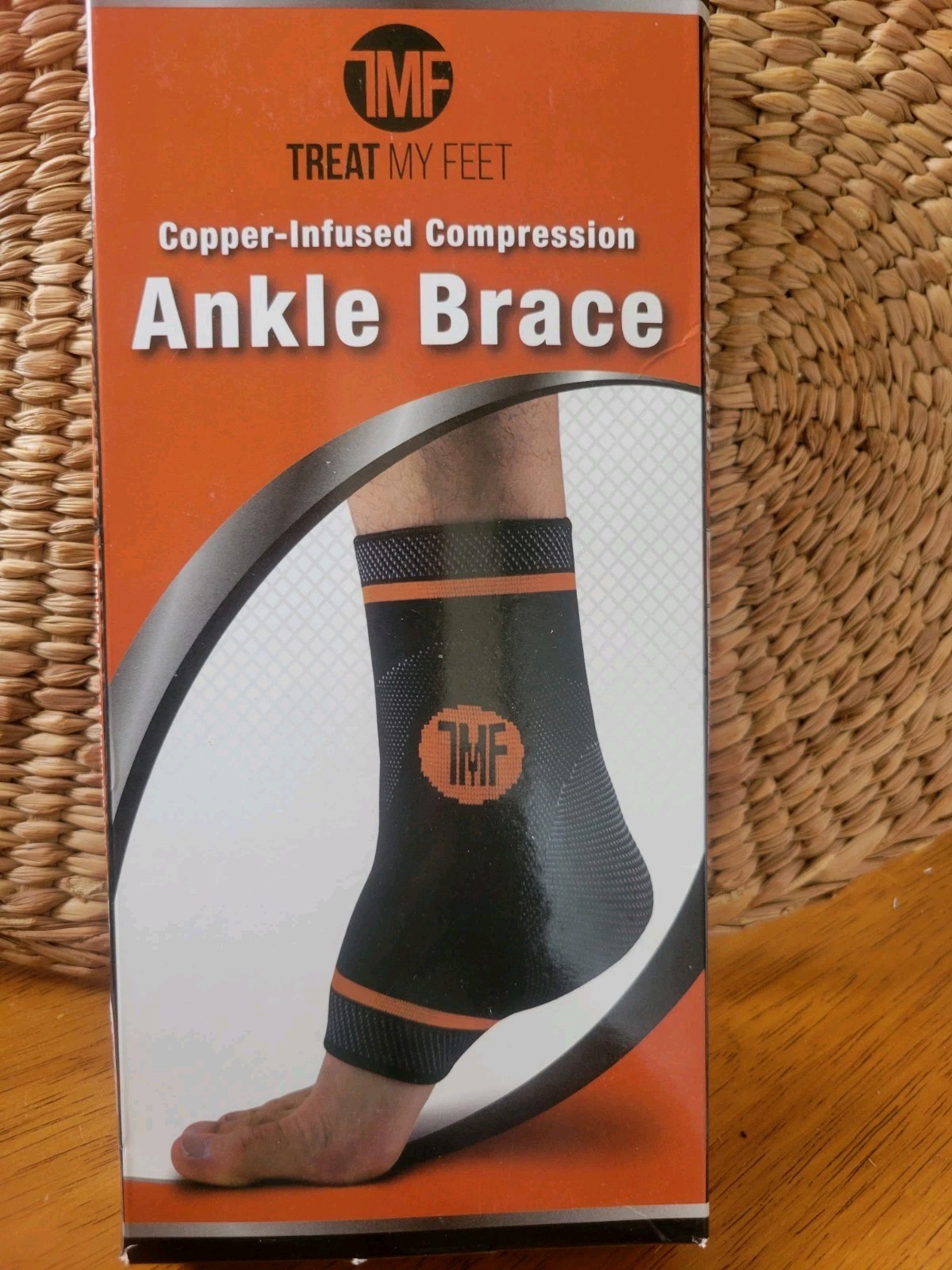 Treat My Feet Brand, Copper Infused Compression Ankle Brace, Size M