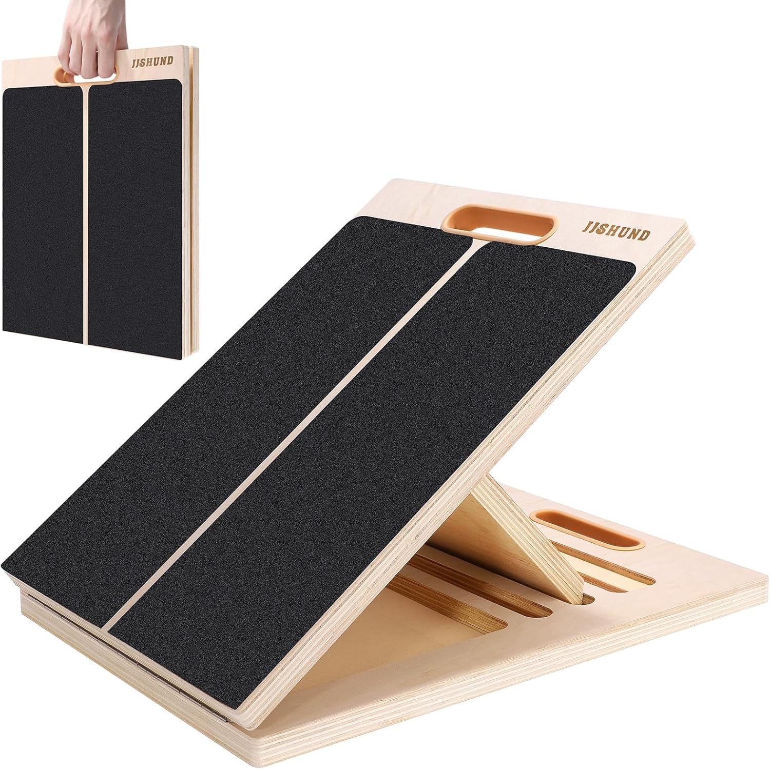 Slant Board for Calf Stretching, Adjustable Wooden wood color, black