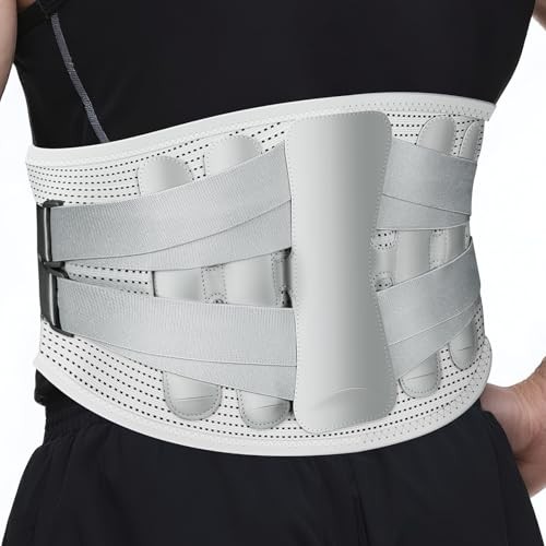 Sohveta Lower Back Support Brace for Pain – Adjustable Lumbar Belt Medium Grey