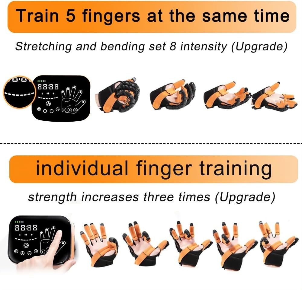 Hand Rehabilitation Robot Glove (LEFT, XL) Upgraded Training Finger Strengthener