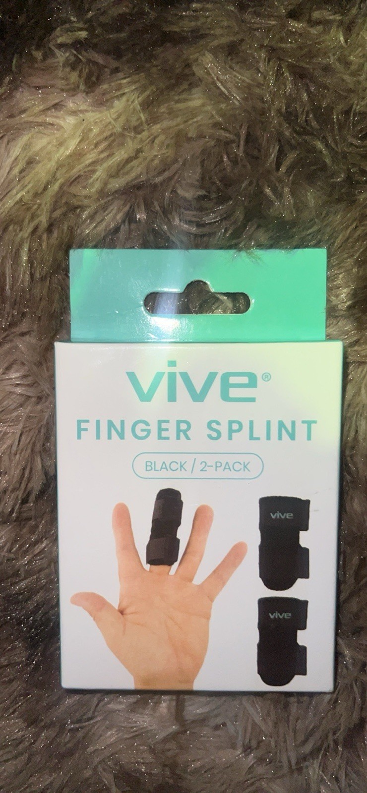 Vive Finger Splint 2-Pack Black Aluminum Adjustable Immobilization Support