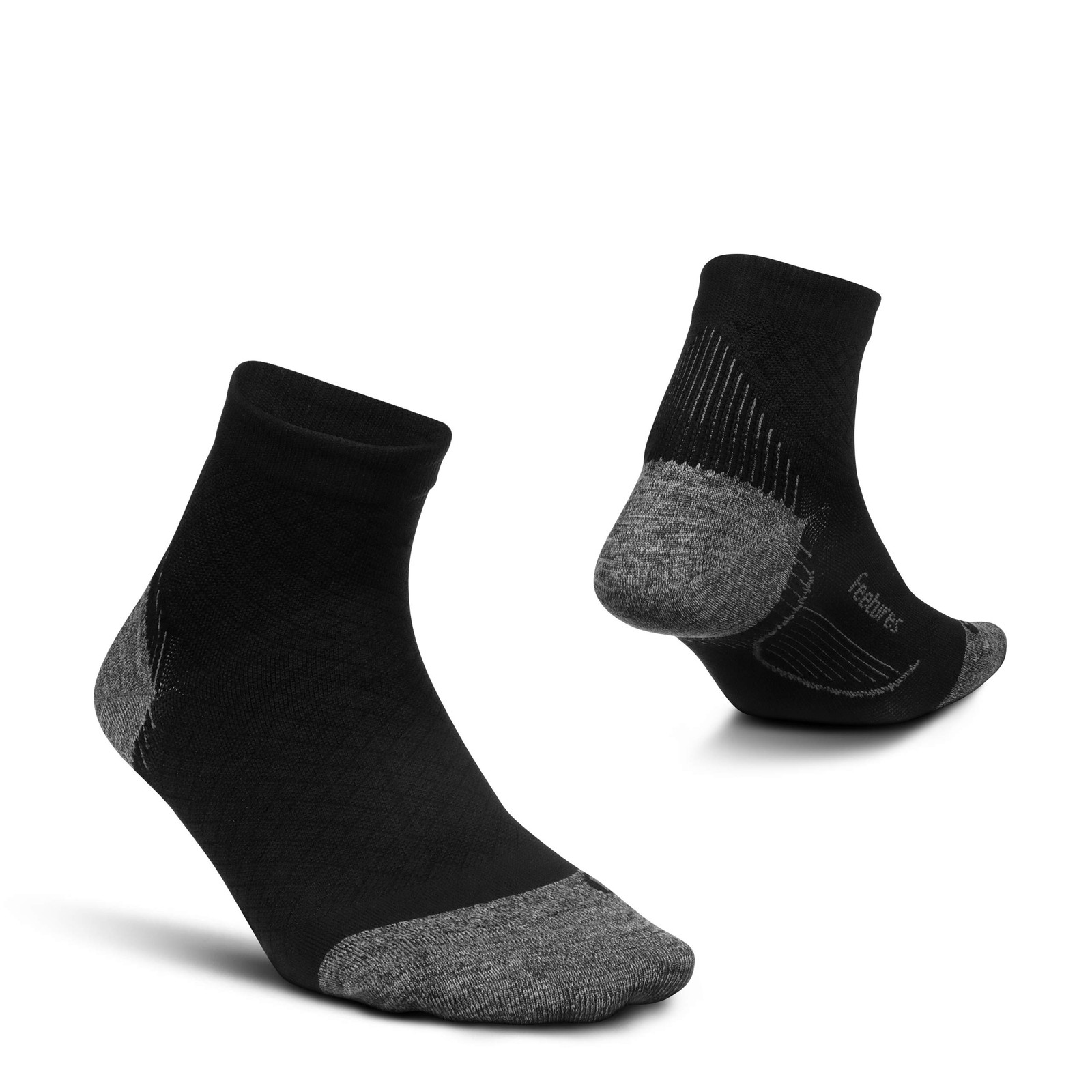 Feetures Plantar Fasciitis Ultra Light Cushion Quarter Small, Black (1 Pair)