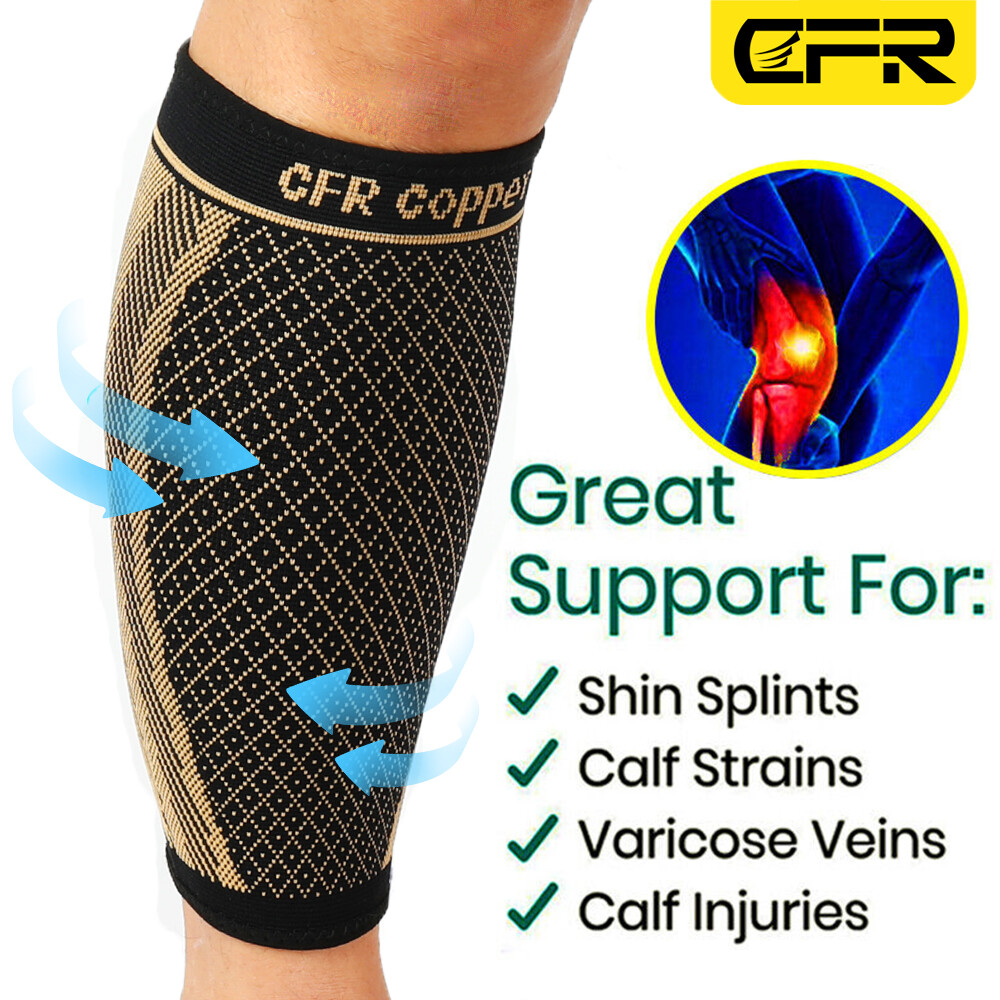 CFR Copper Compression Calf Sleeve Leg Splint Support Brace Run Sport Shin Socks