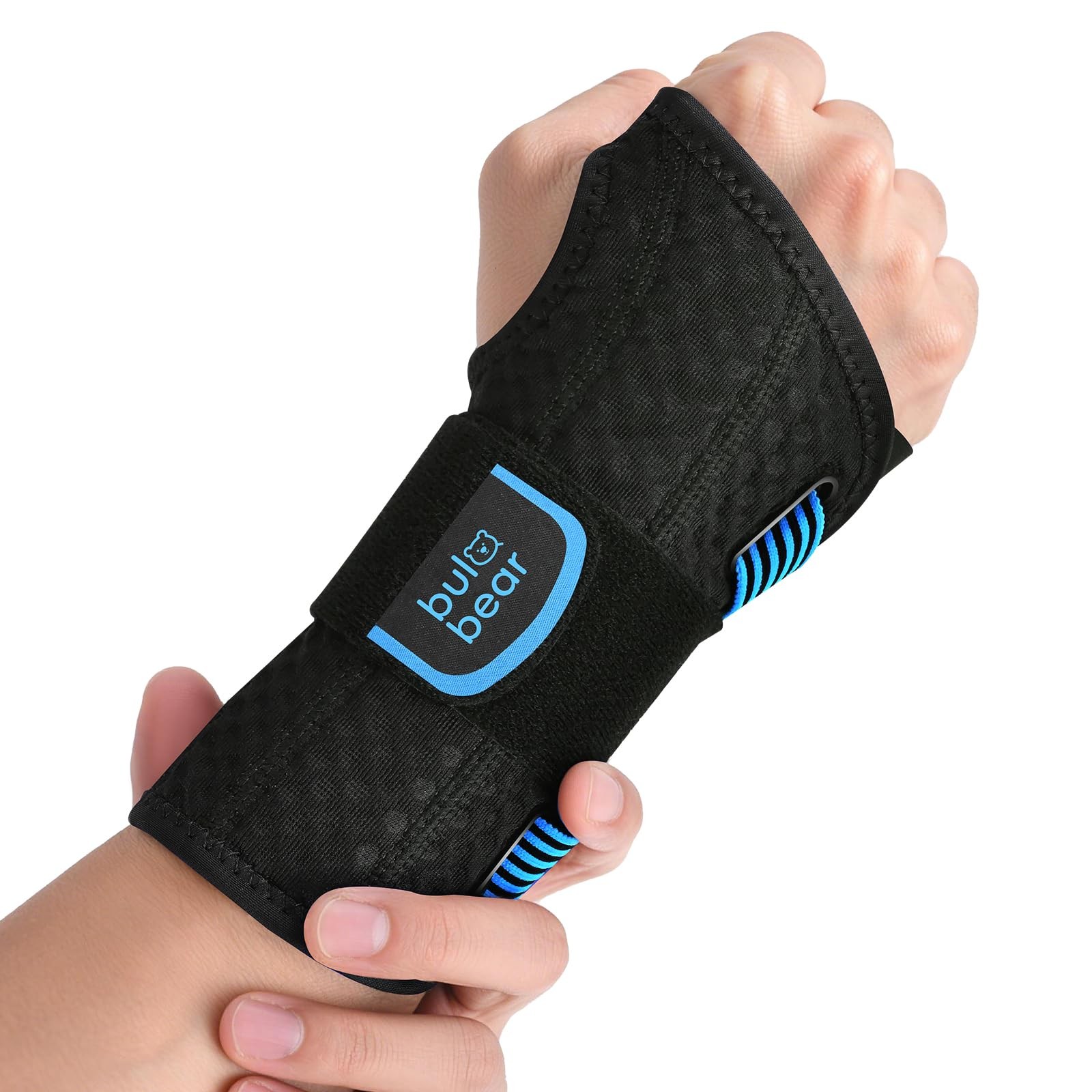 BULA BEAR Carpal Tunnel Wrist Brace with Removable S/M, Right-Blue/Black