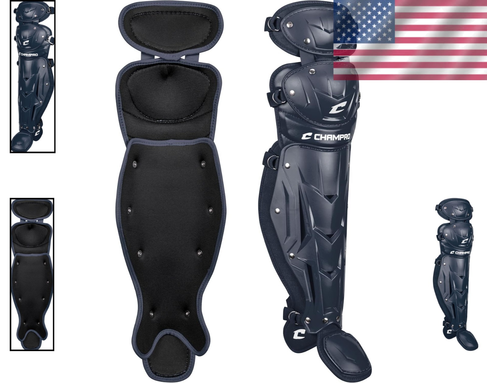 Optimus MVP Double Knee Leg Guards for Youth Baseball – Navy, Size 12