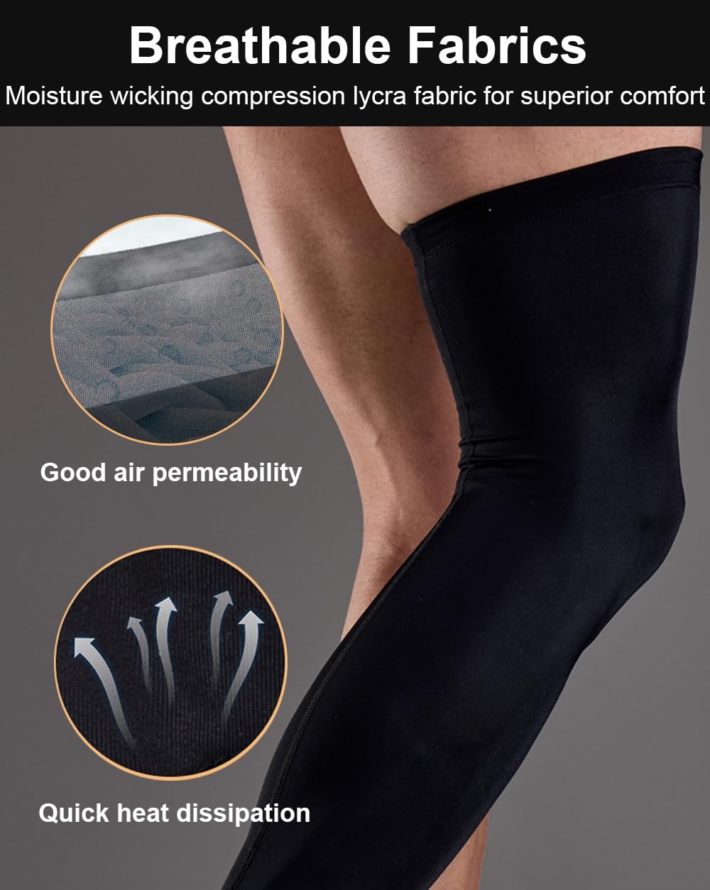2 Pairs Full Leg Compression Sleeve, Calf Compression Sleeve Women Men with A…