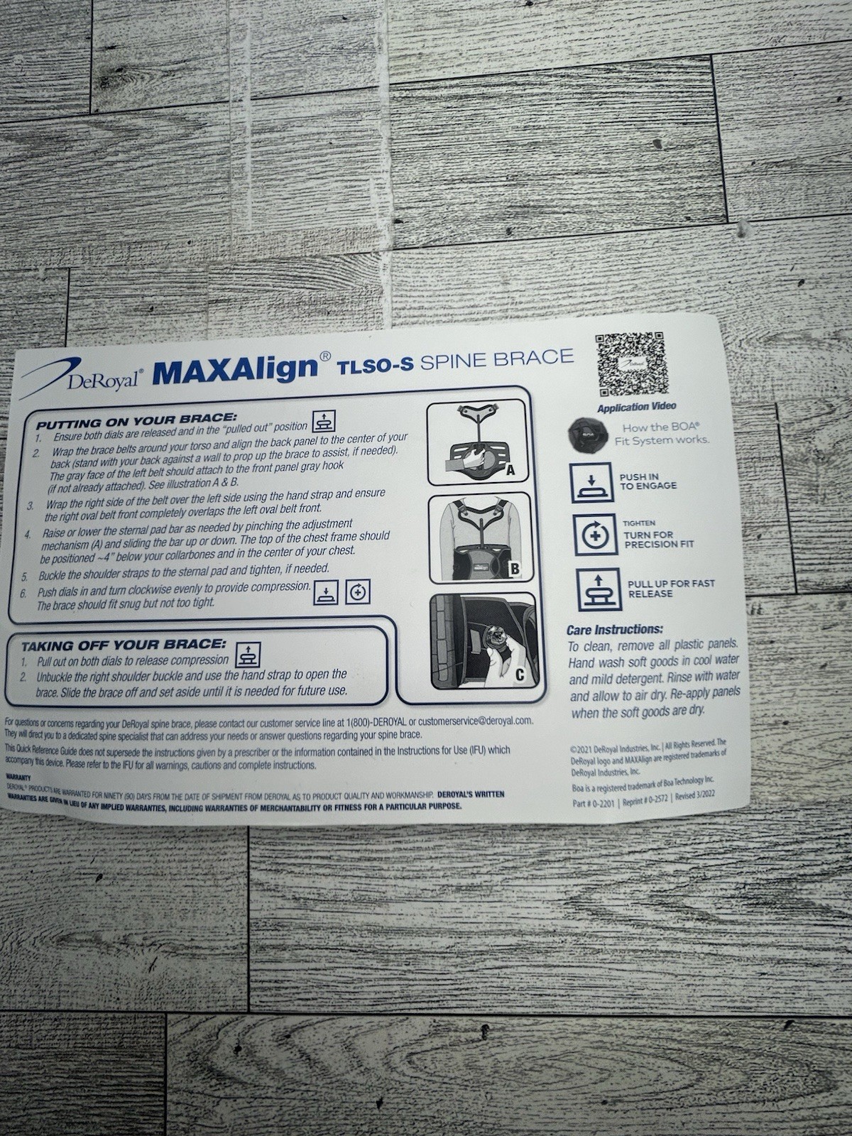 Deroyal Maxalign TLSO-S With Boa Back Brace Adjustable To Fit Size 15 Degrees