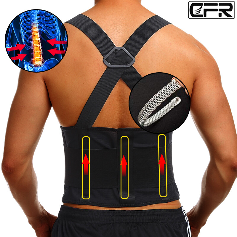 Heavy Duty Lumbar Lower Back Waist Support Work Belt Brace Suspender Weight Lift