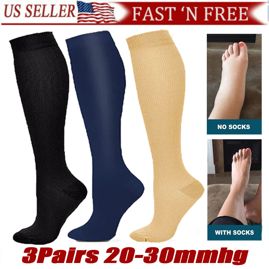 3Pare Medias De Compression Para Mujer Calcetines Para La Circulacion 15-20 Mmhg