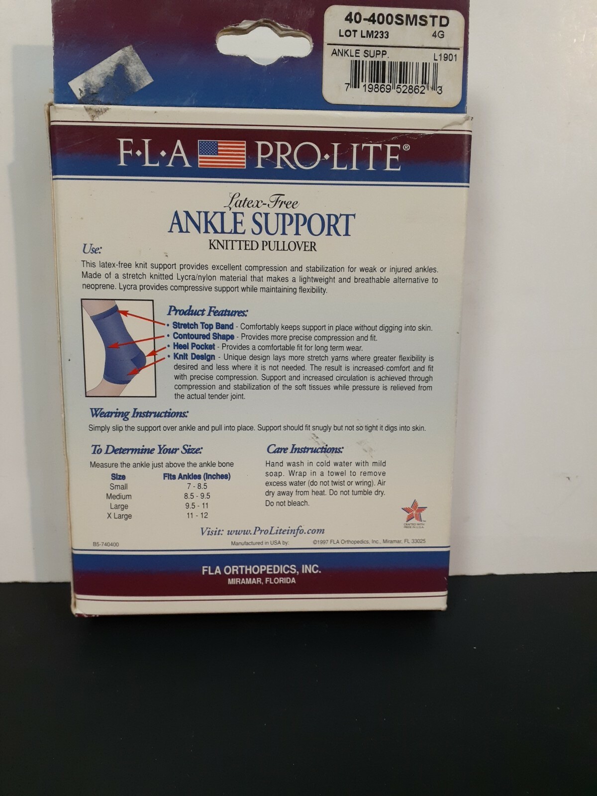 FLA Pro-Lite Ankle Support Knitted Pullover Blue Small