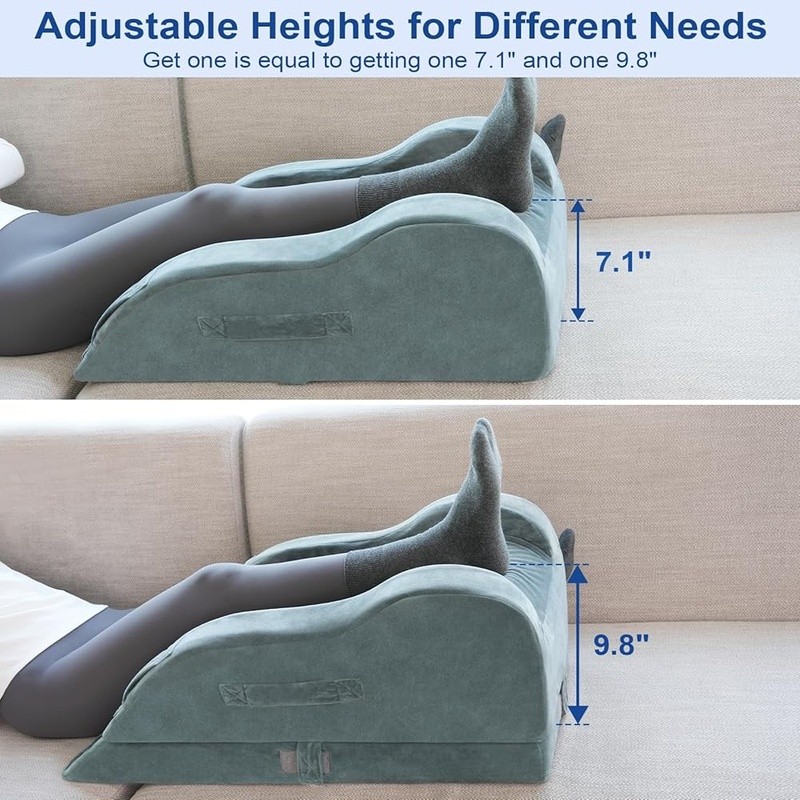 Adjustable Leg Elevation Pillow Post Surgery Support Memory Foam Non Slip Design