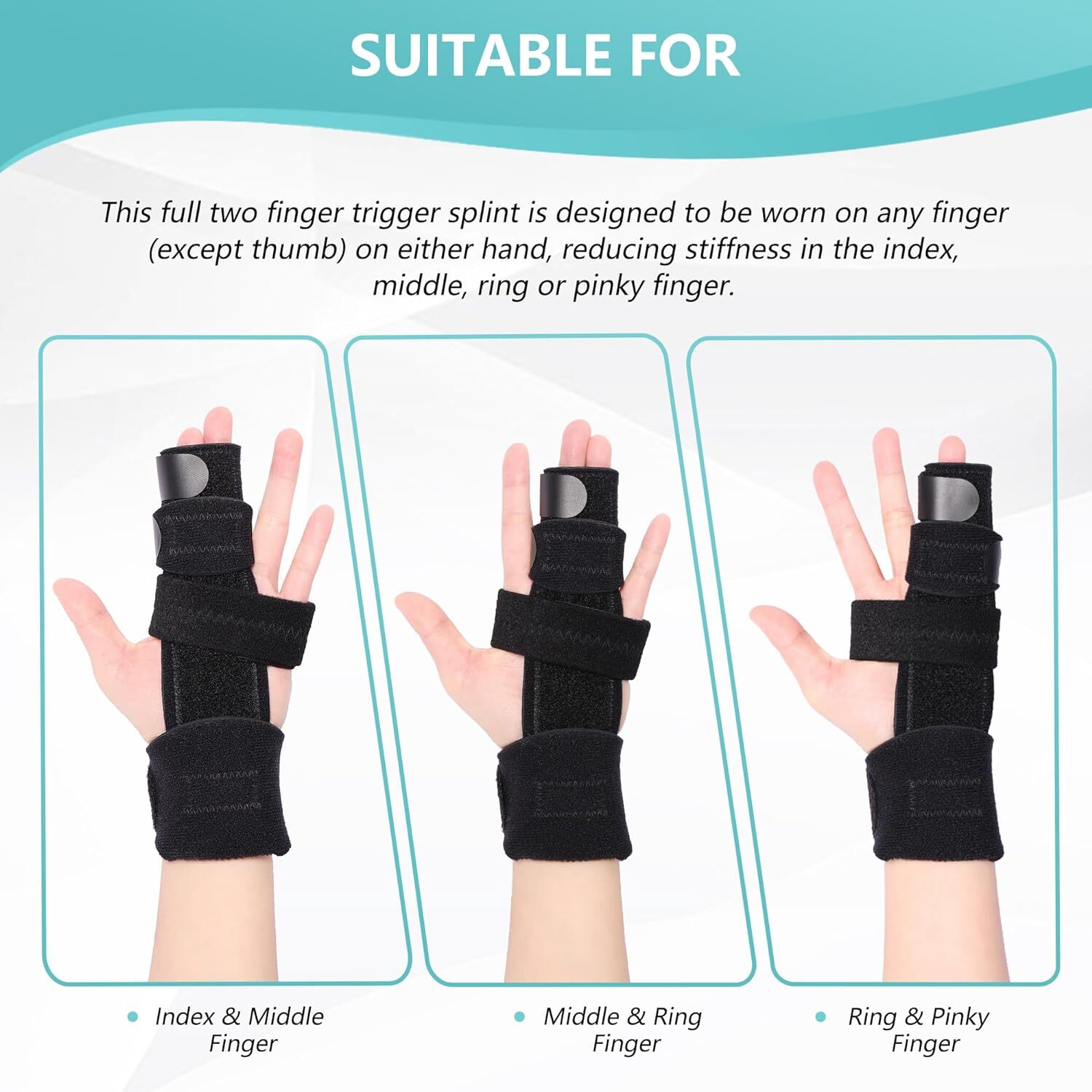 Trigger Finger Splint, Adjustable Two Finger Splint Full Hand And Wrist Br