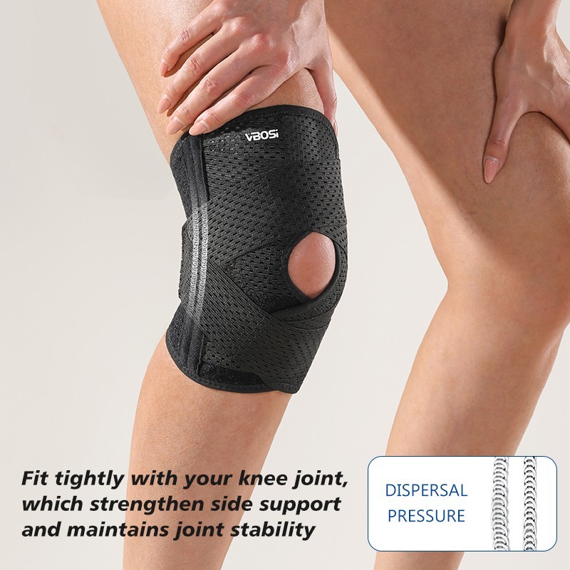 Knee Support Brace Compression Sleeve Open Patella Wrap for Running Gym Sports