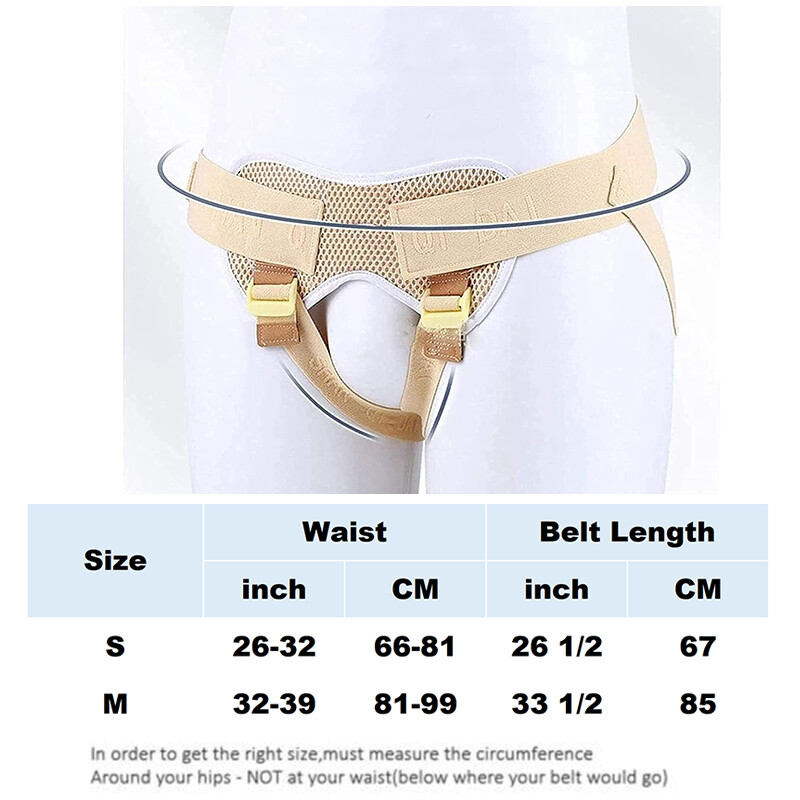 Inguinal Hernia Support Belt Double Adjustable with 4 Removable Compression Pad