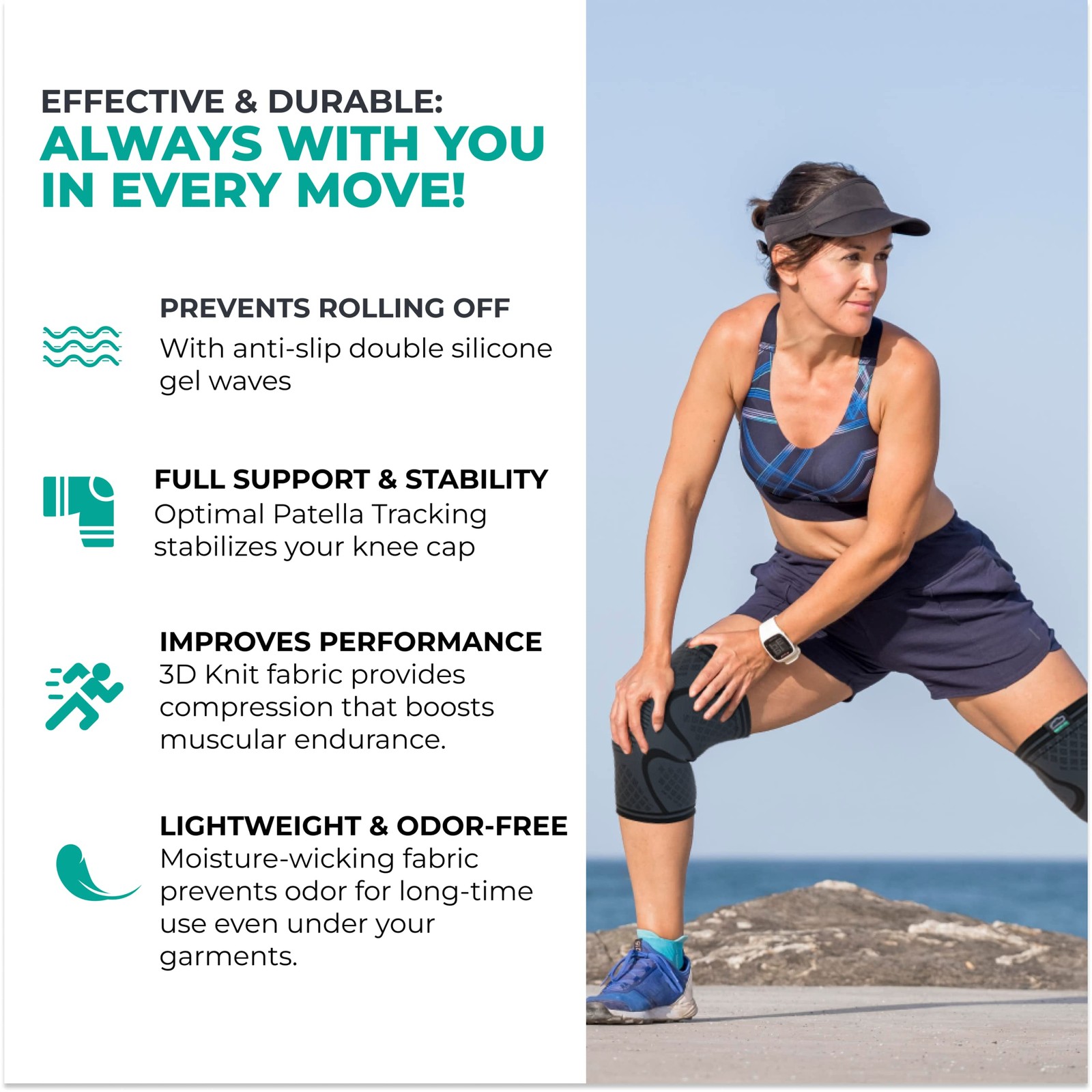 Modvel Compression Knee Brace 2 Pack Black – for Women & Men