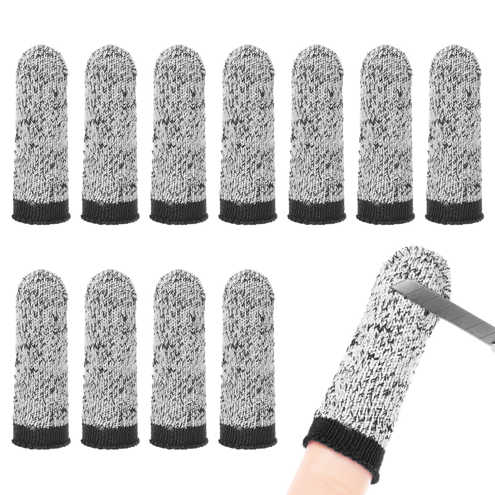12pcs Fingers Protective Cutting Covers, for Fingertip [Grey Black]