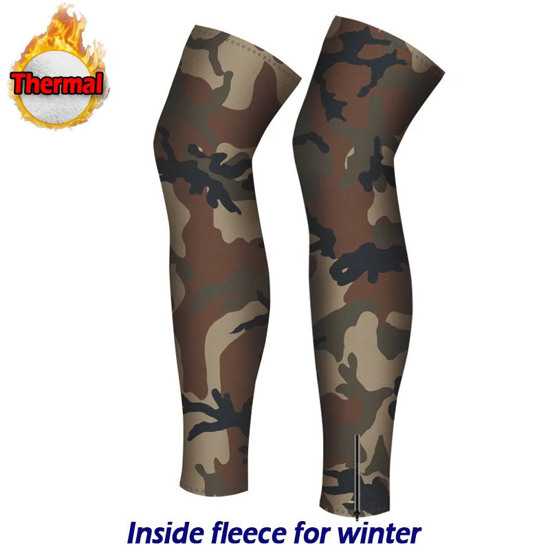 Thermal Fleece Cycling Leg Warmers, MTB Riding Knee Pad, Mountain Road Bike Spor