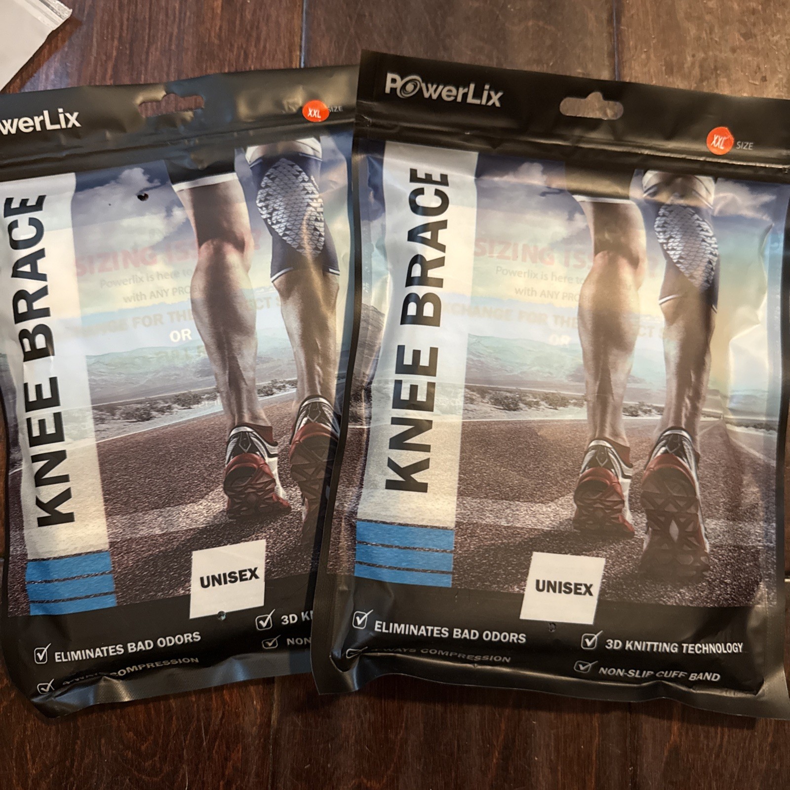 PowerLix Knee Brace – 4 Way Compression Knee Sleeve- TWO PACK XXL Grey