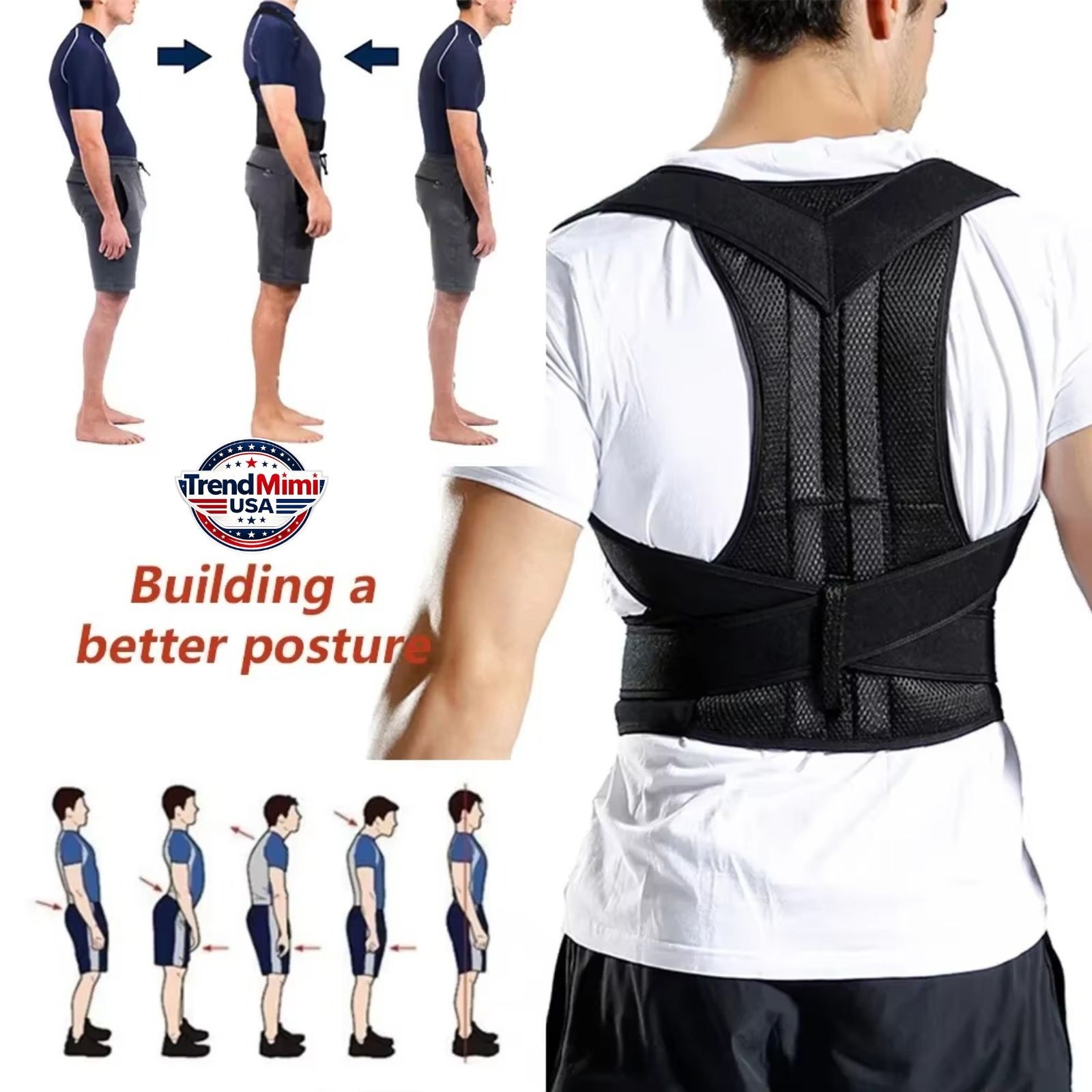 Adjustable Posture Corrector Back Shoulder Support Correct Brace Belt Men Women
