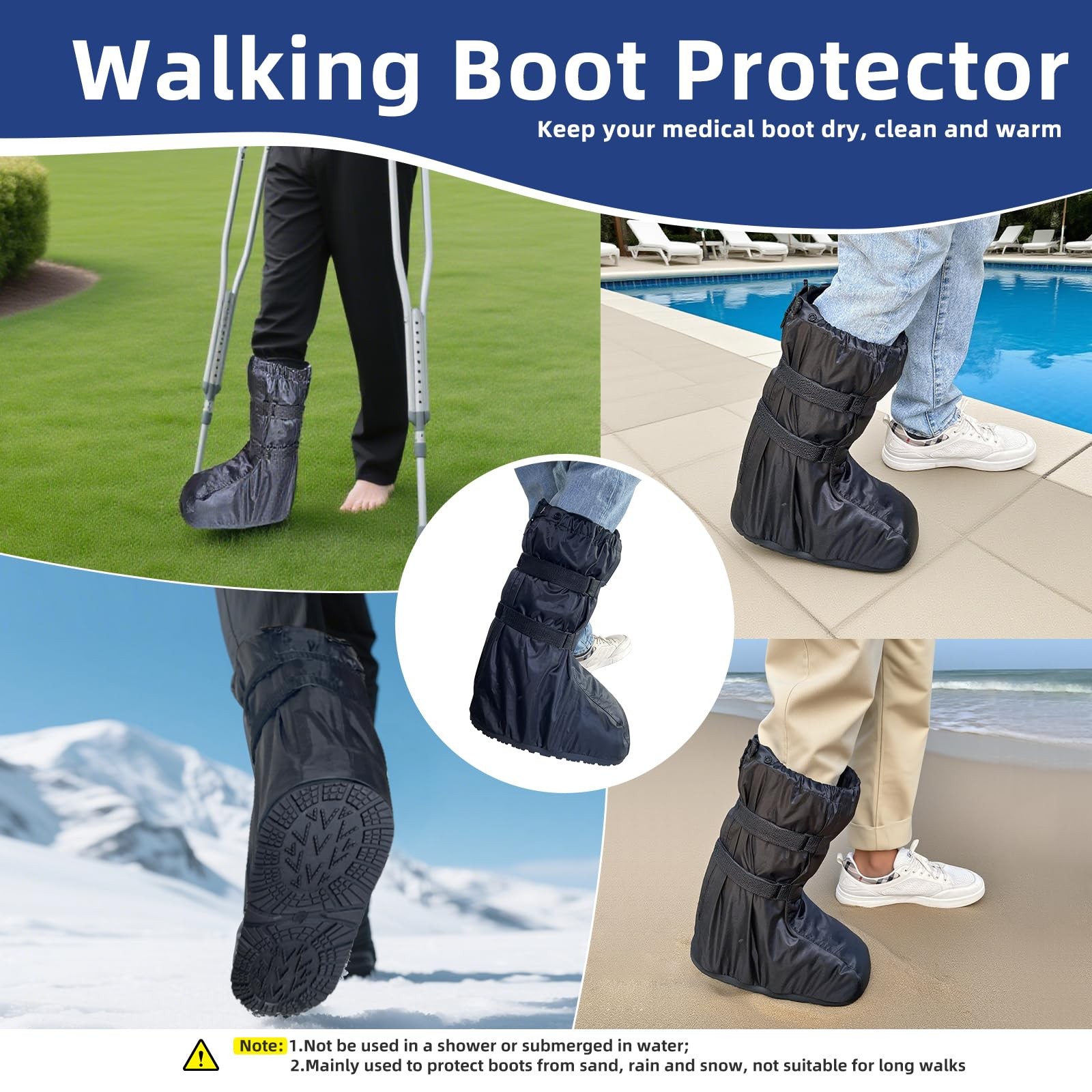 Short Waterproof Walking Boot Cover for Medical and Orthopedic Boots