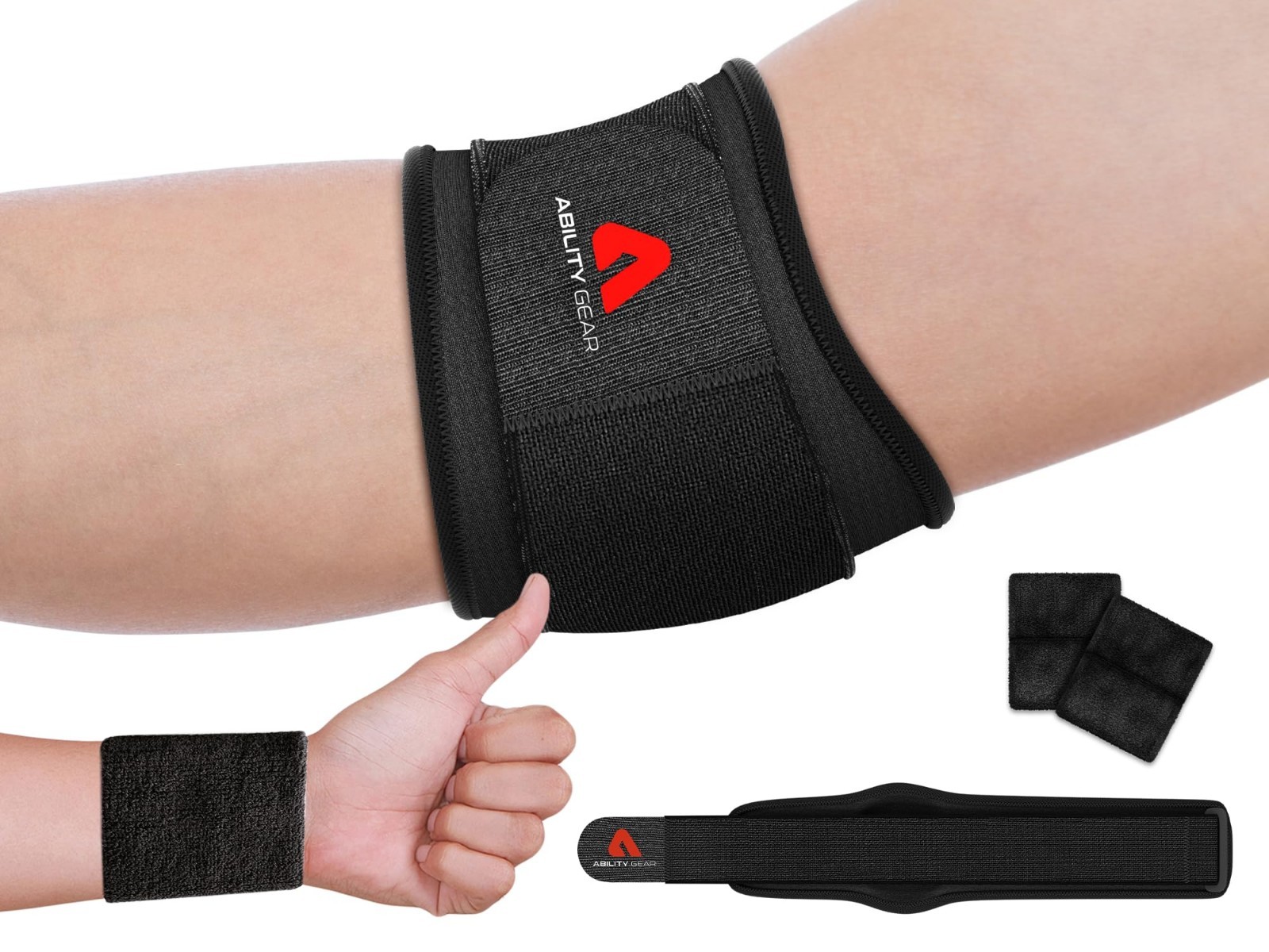 [3 pc.] Ability Gear Tennis Elbow Brace + Wristband