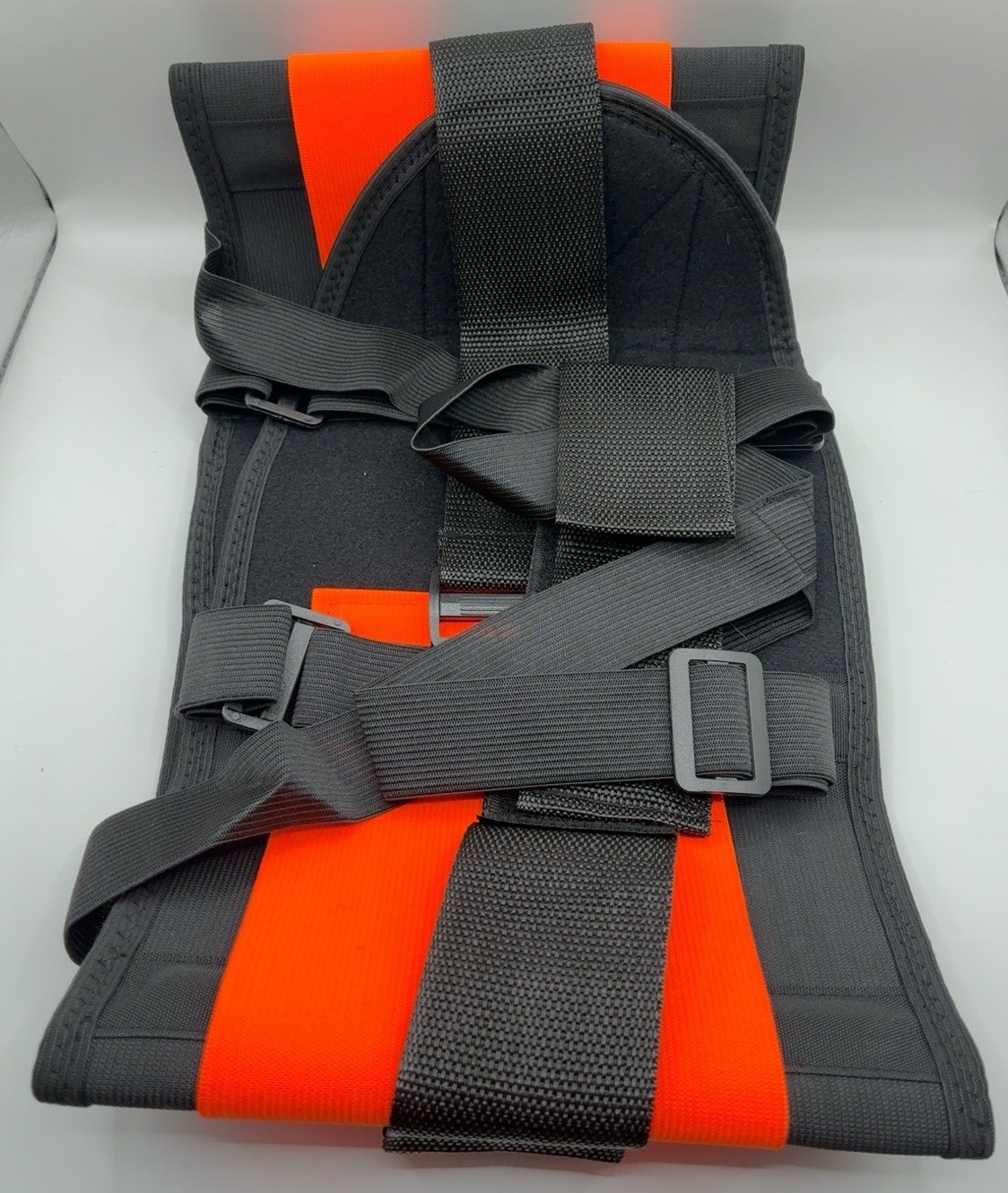 QFE Back Support Belt Work Brace Large Hi Vis Orange Adjustable Suspenders NEW