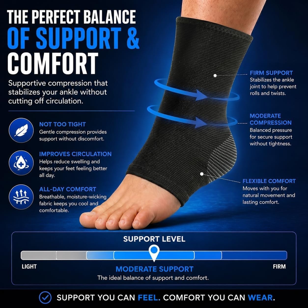 Versatile Ankle Compression Sleeve for Workouts & Everyday Comfort – Medium Size