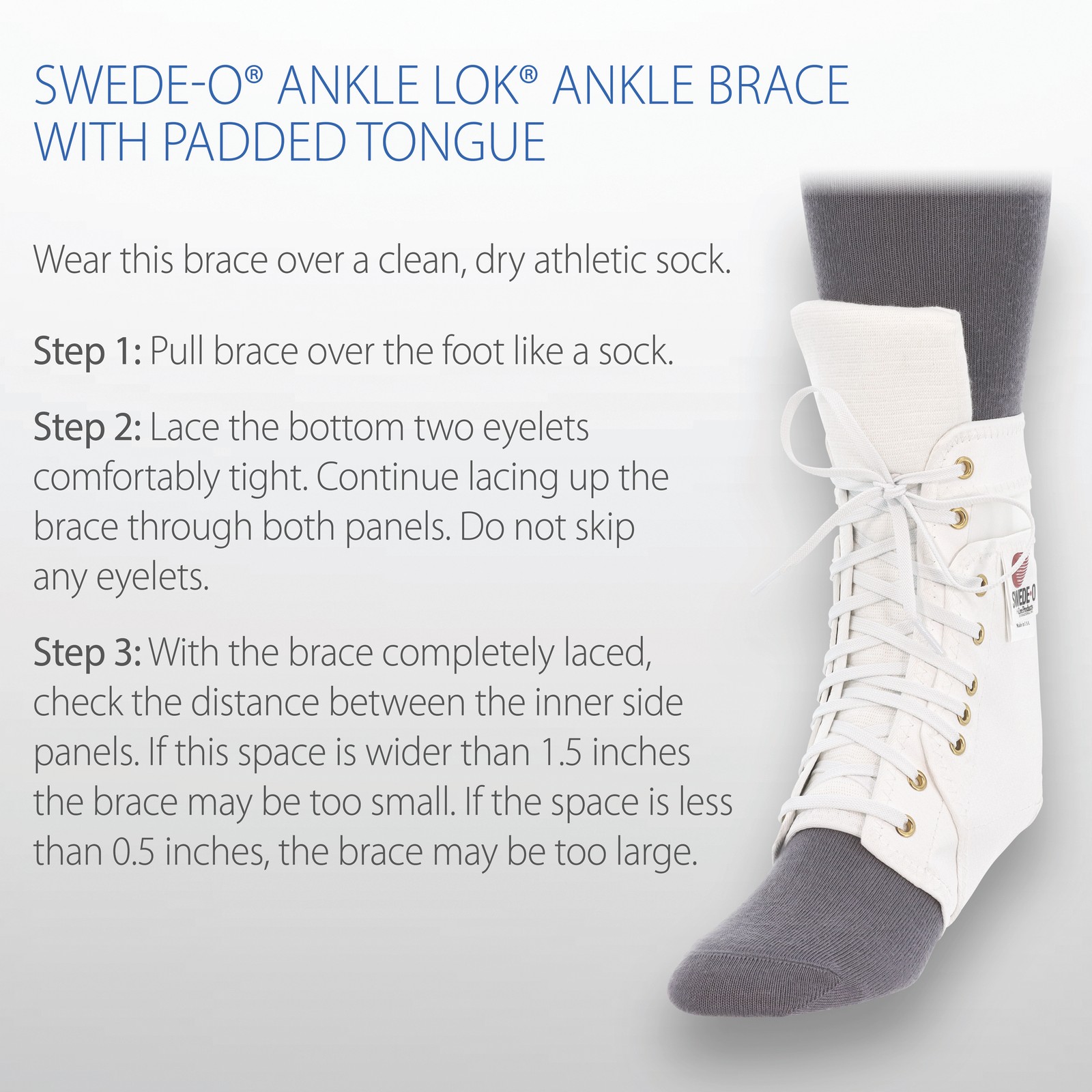 Swede-O Ankle Lok Ankle Brace w/ Padded Tongue Stabilizer Support Protection USA