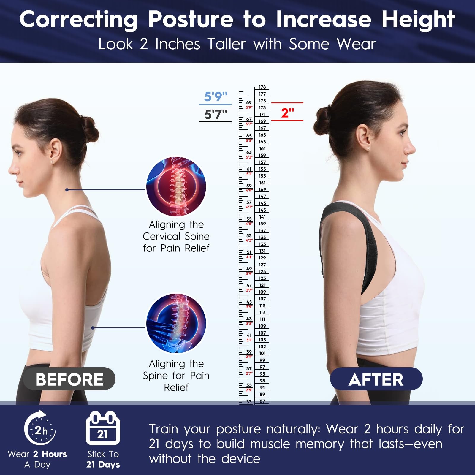 Aokyoo Back Brace Posture Corrector for Men – P0328001 One Size, Black