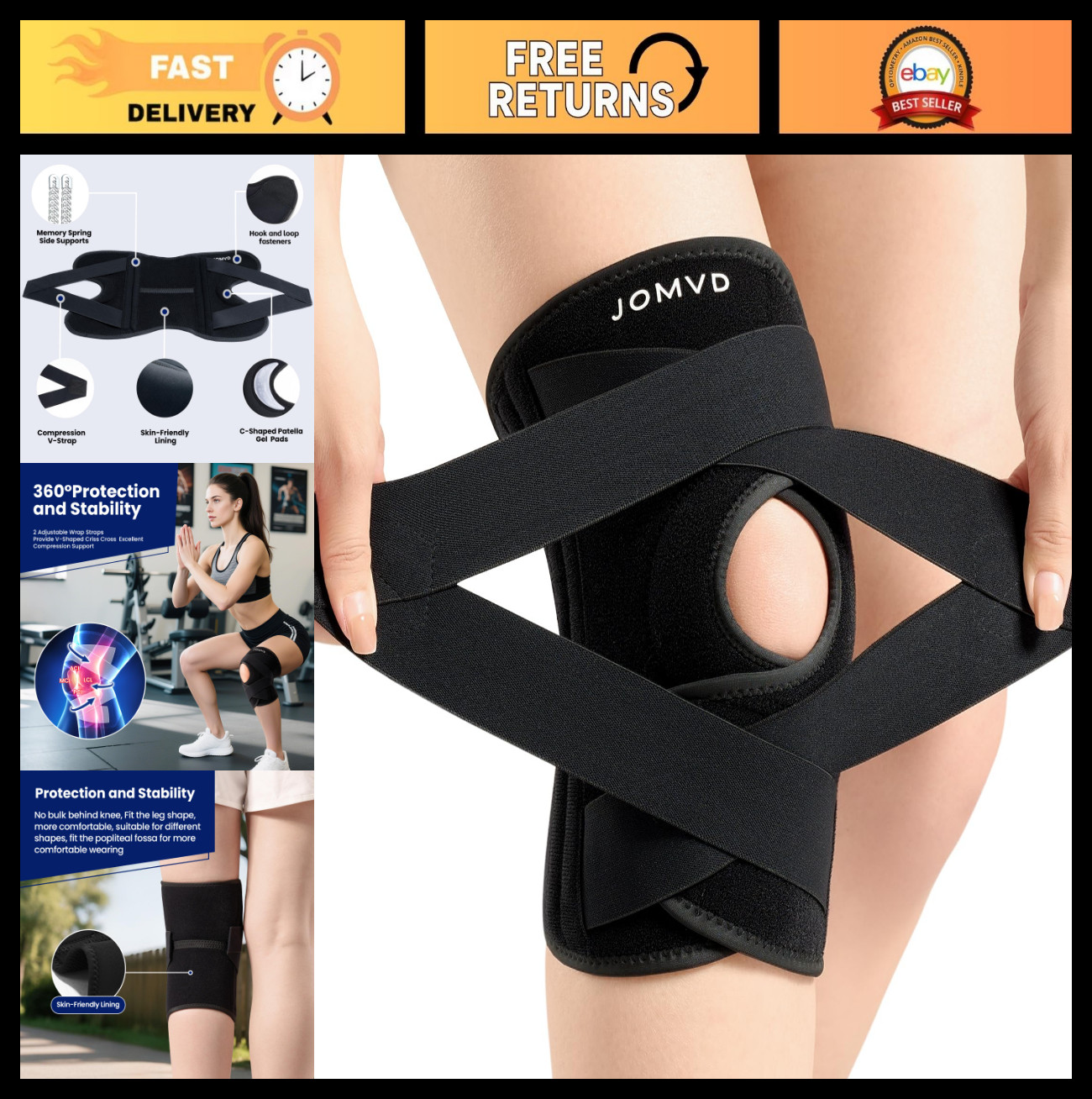Adjustable Knee Brace for Pain Relief, Meniscus Tear Support, ACL & Arthritis, L