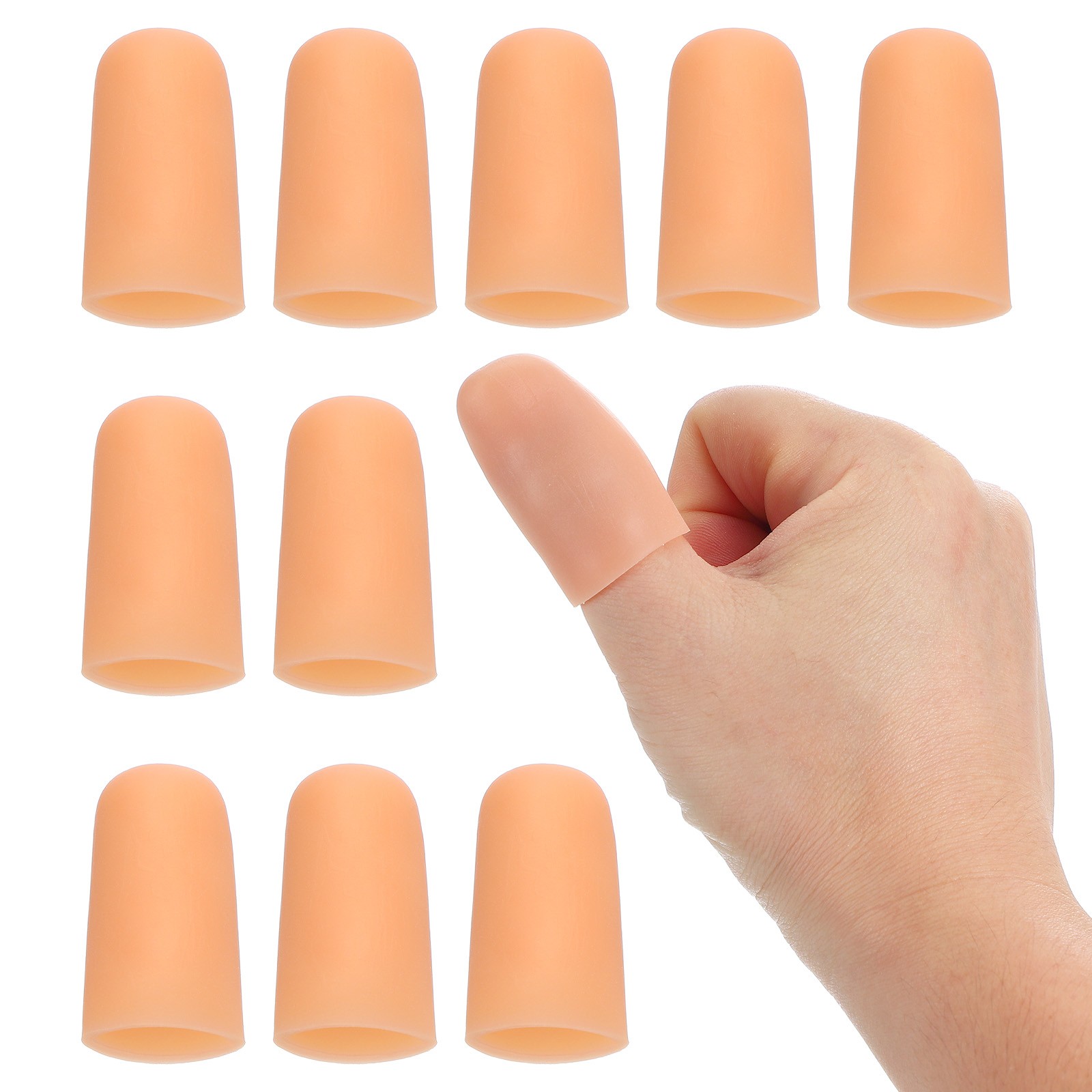 1.6″ Silicone Gel Finger Cots, 10 Pcs Fingertips Sleeve Protector, Beige