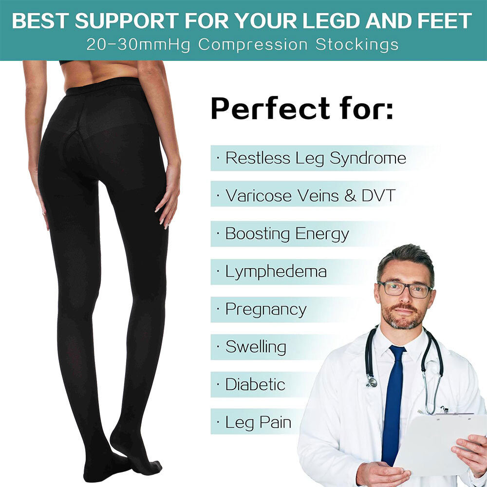 20-30 mmHg Medical Compression Pantyhose Support Hose Varicose Veins Stockings