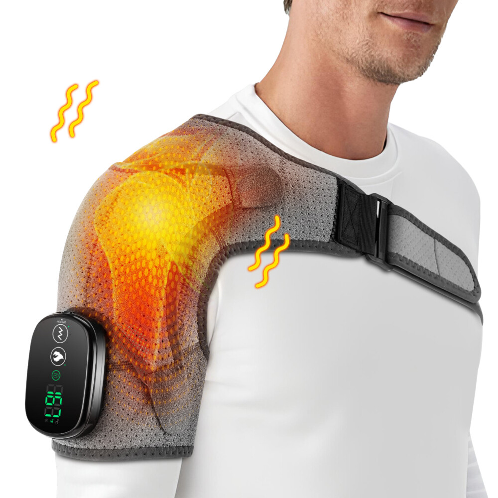 Electric Heated Shoulder Brace Massager Rotator Cuff Support Compression Wrap US