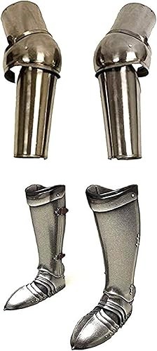 Medieval Arm Leg Guard Armor for LARP – Bracers with Greaves Protection Rustic