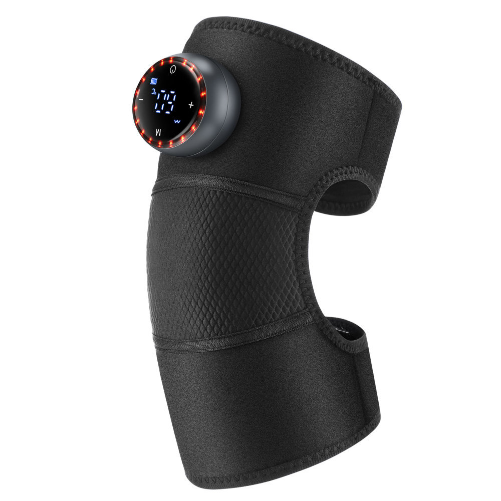 USB Electric Shoulder Brace Heated Knee Massager Vibration Massage Black Support