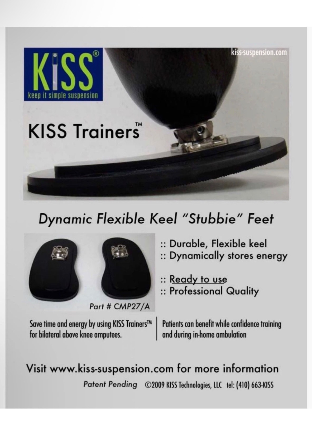 Kiss stubbie Prosthetic feet. Trainer prosthetic feet. Prosthetic pair (2) feet