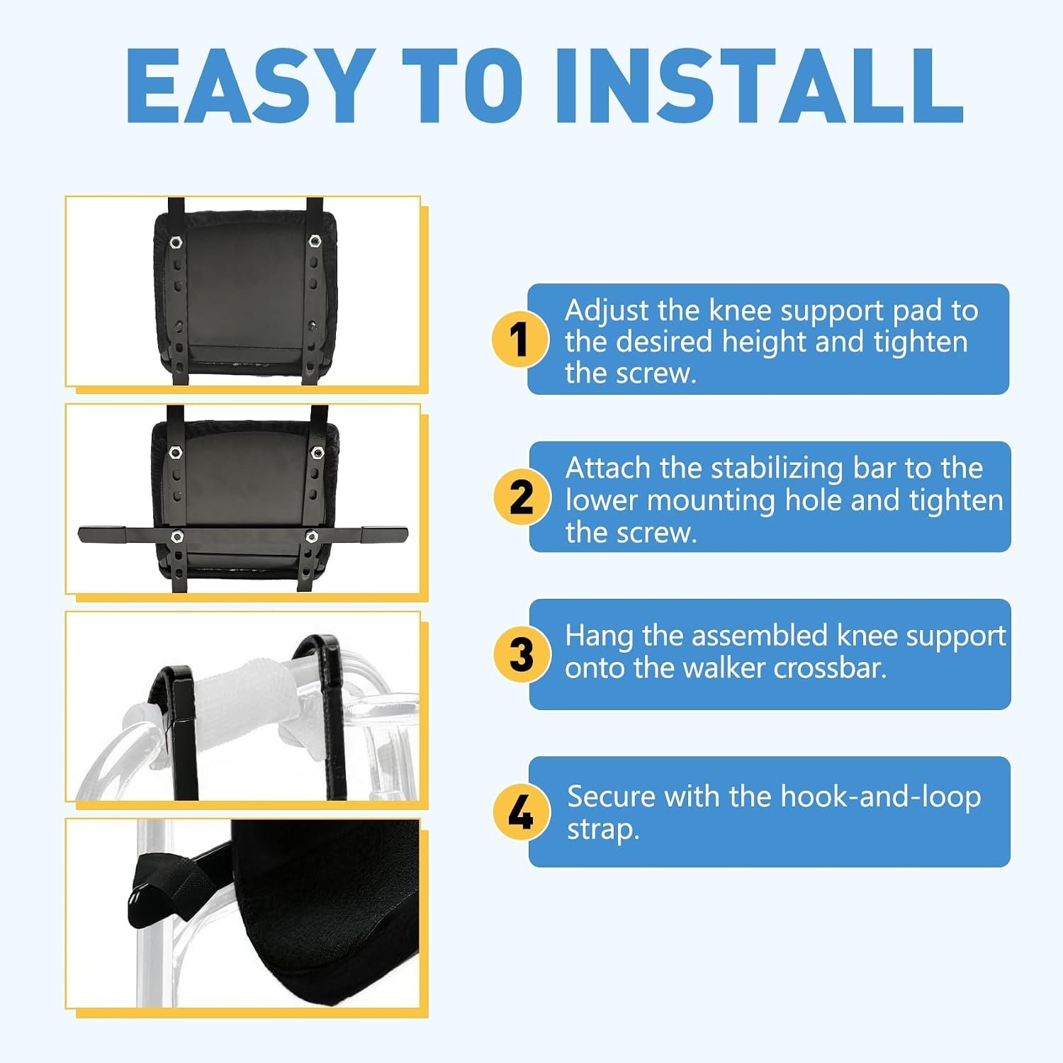 Knee Sling for Walker – Adjustable Height Walker Knee Sling Attachment
