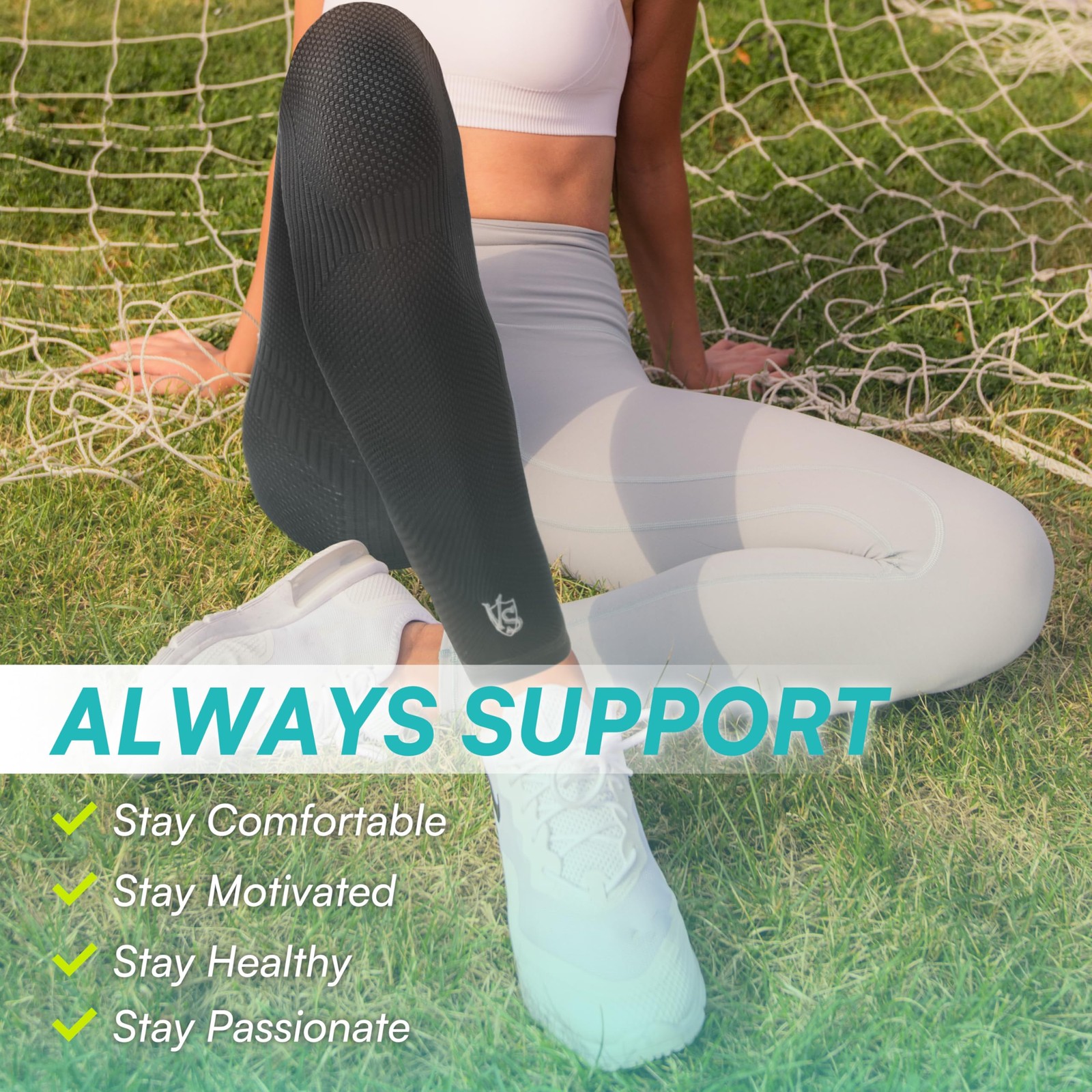 Vital Salveo Graphene Full Leg Sleeve, Thigh Calf Long Compression Sleeve Kne…