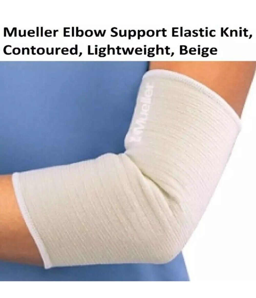MLR Elbow Support Elastic Knit, Contoured, Lightweight, Beige – X-Large 13-15″