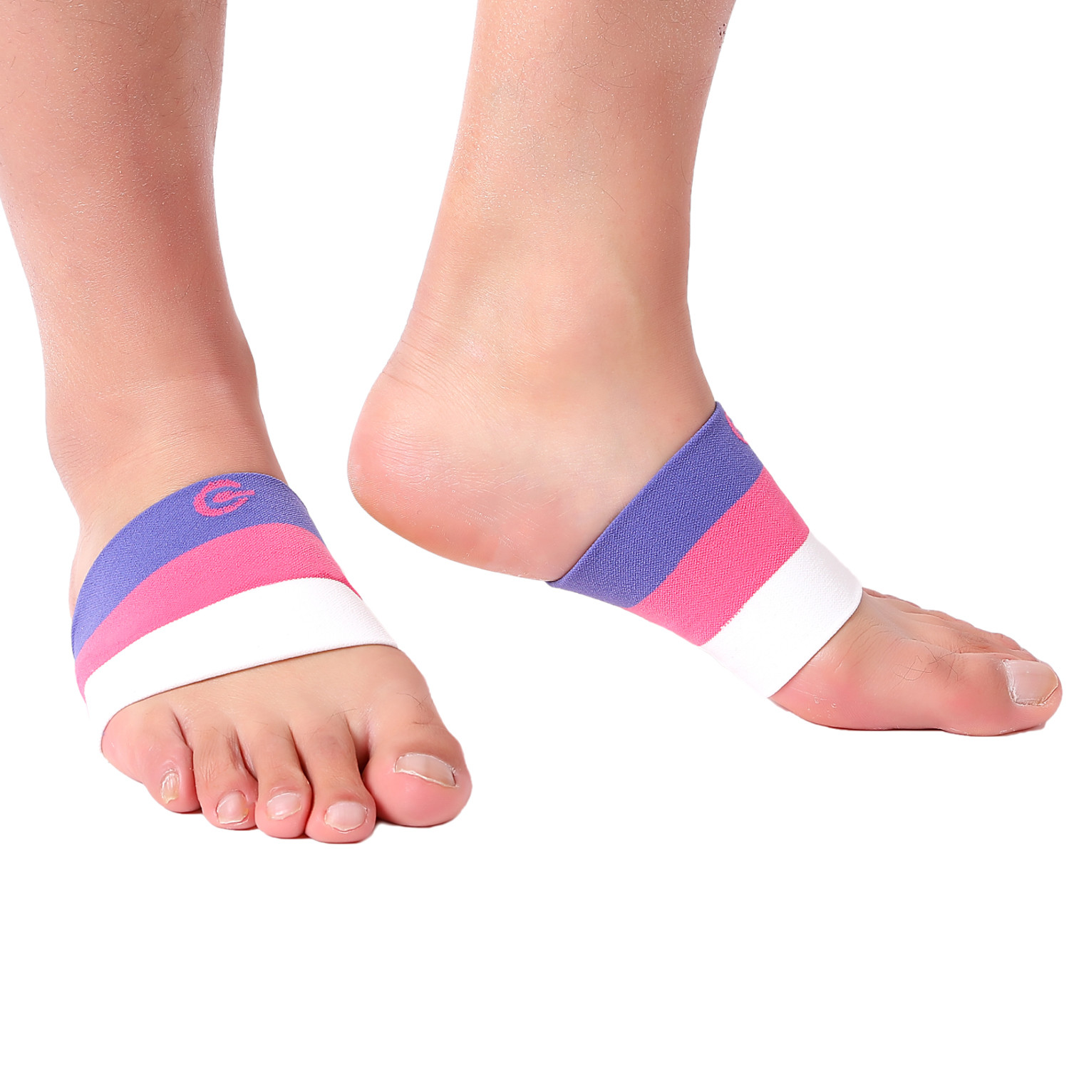 Doc Miller Arch Support Compression Sleeves 1 Pair Plantar Fasciitis VIO/PNK/WHT