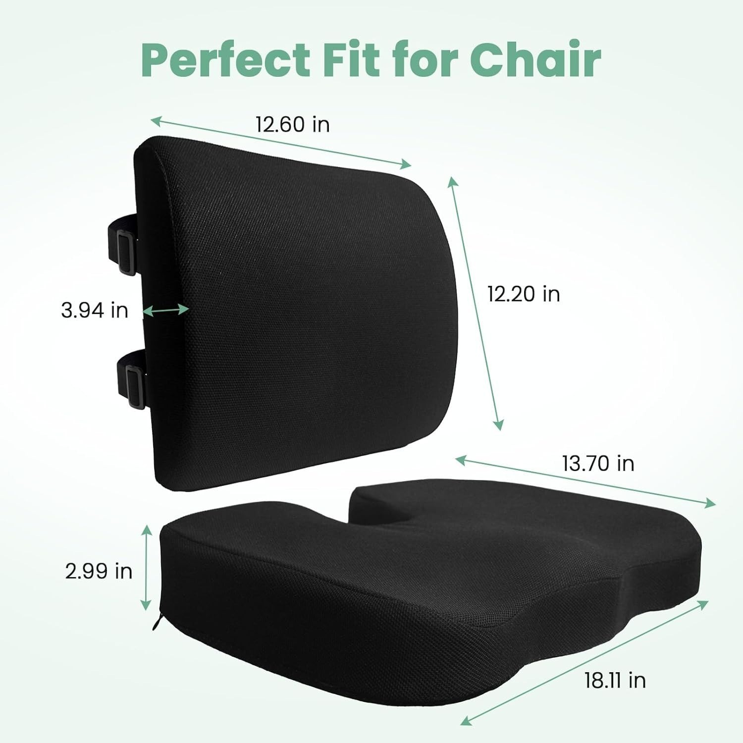 Ergonomic Memory Foam Seat Cushion & Lumbar Support for Sciatica & Back Pain