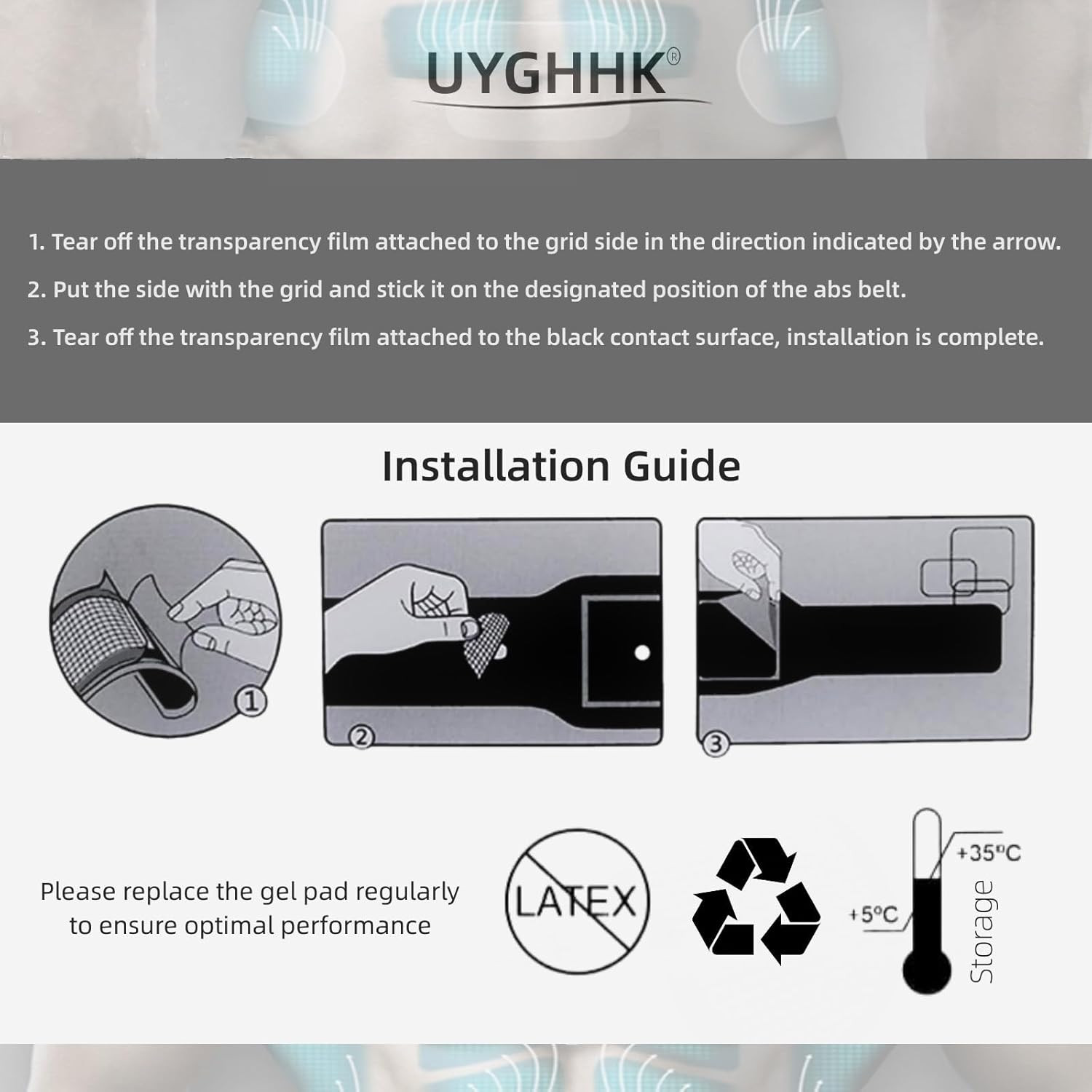 Gel Pads for All Abdominal Belts, Replacement Gel Sheet for Abdominal Toning Sys