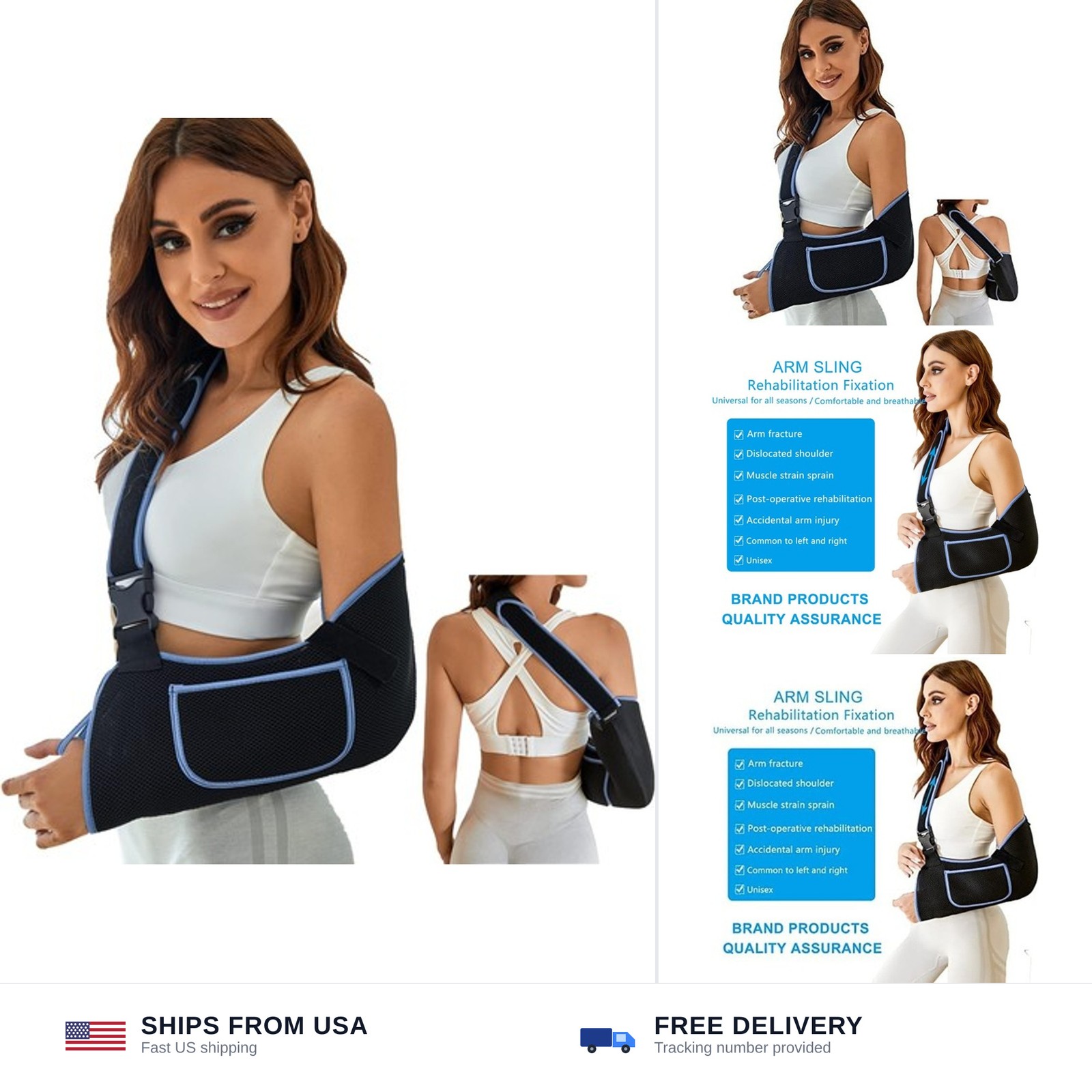 VISKONDA Arm Sling Shoulder Immobilizer – Rotator Cuff Support Brace – Comfor…