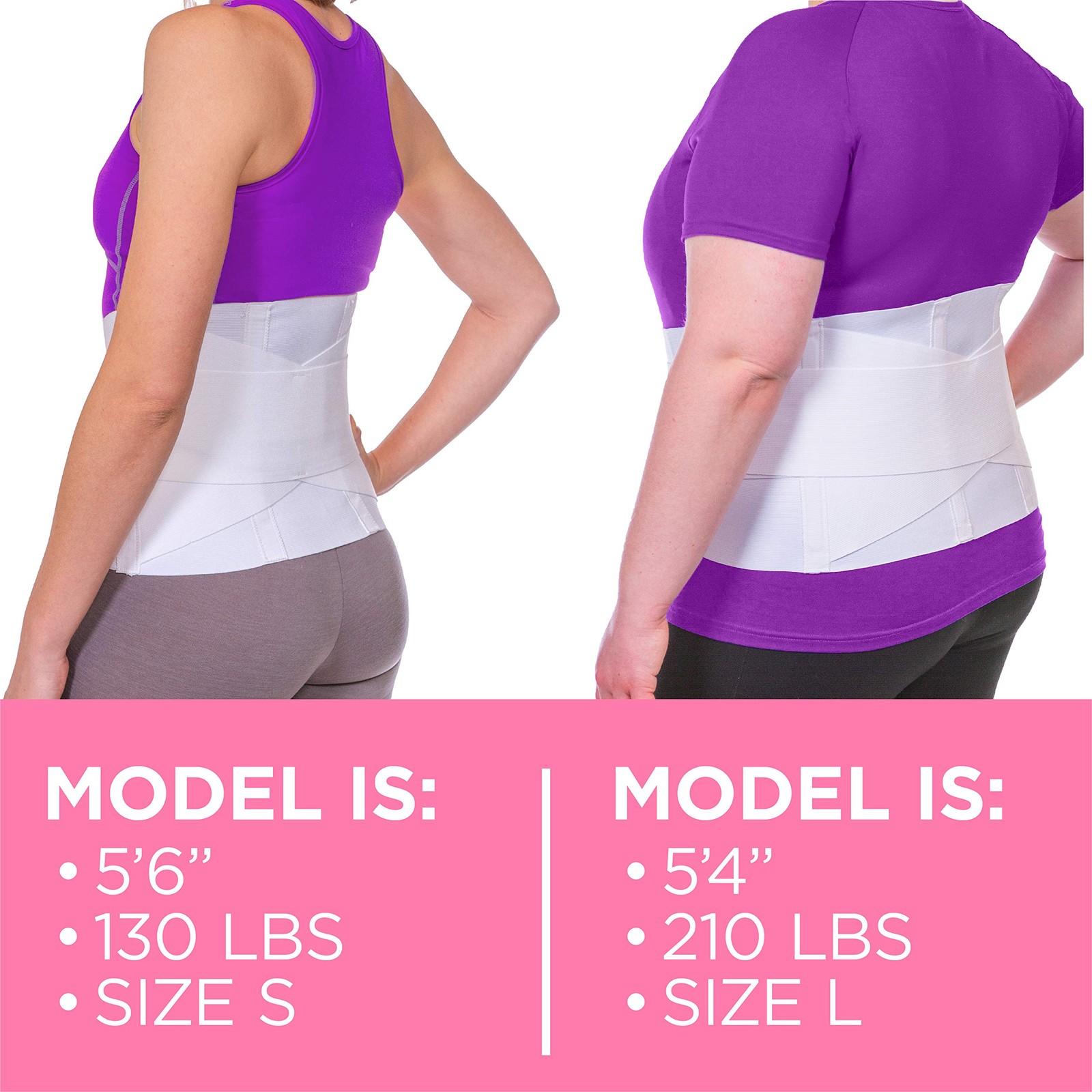 Womens Back Brace Lower Pain White Elastic Lumbar Compression Support Belt L
